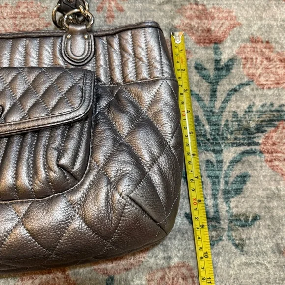 Vintage Coach Y2K Pewter Silver Quilted Shoulder Bag - Picture 9 of 11